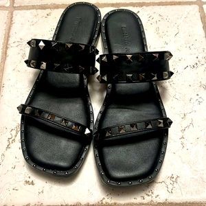 SINCERELY JULES Black Stud Slide Sandals 7.5